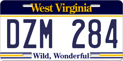 WV license plate DZM284