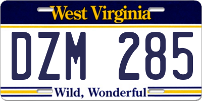 WV license plate DZM285