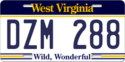 WV license plate DZM288
