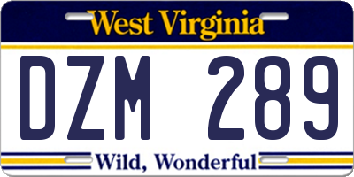 WV license plate DZM289