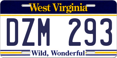 WV license plate DZM293