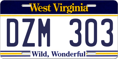 WV license plate DZM303