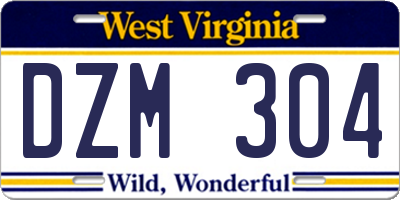WV license plate DZM304