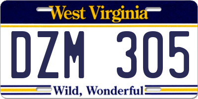 WV license plate DZM305