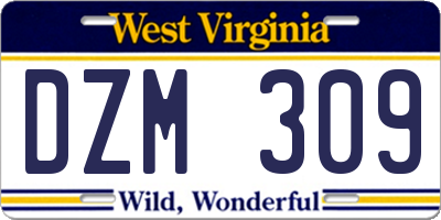 WV license plate DZM309