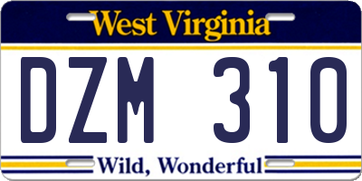 WV license plate DZM310