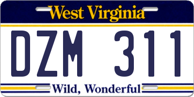 WV license plate DZM311