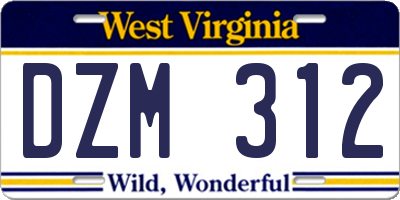 WV license plate DZM312