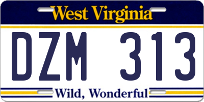 WV license plate DZM313