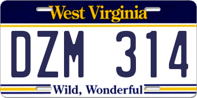 WV license plate DZM314