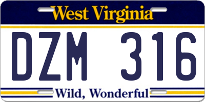 WV license plate DZM316