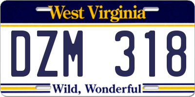 WV license plate DZM318