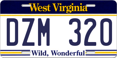 WV license plate DZM320