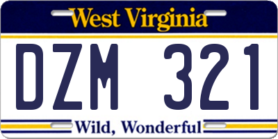 WV license plate DZM321