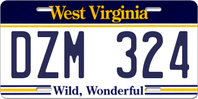 WV license plate DZM324