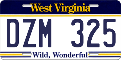 WV license plate DZM325