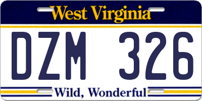 WV license plate DZM326