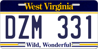 WV license plate DZM331