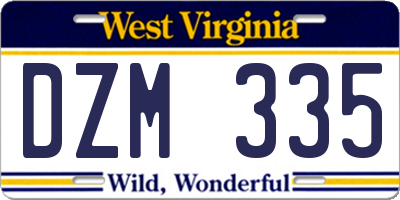 WV license plate DZM335