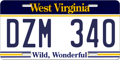 WV license plate DZM340