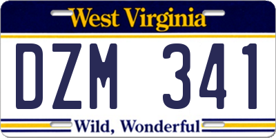 WV license plate DZM341