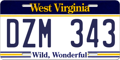 WV license plate DZM343