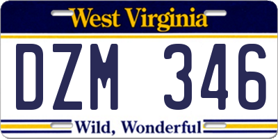 WV license plate DZM346