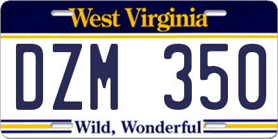 WV license plate DZM350