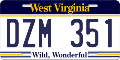WV license plate DZM351