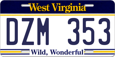 WV license plate DZM353