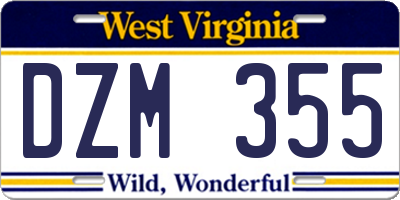 WV license plate DZM355