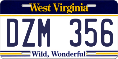 WV license plate DZM356
