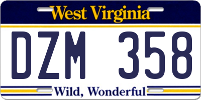 WV license plate DZM358