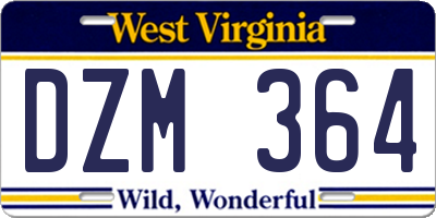 WV license plate DZM364