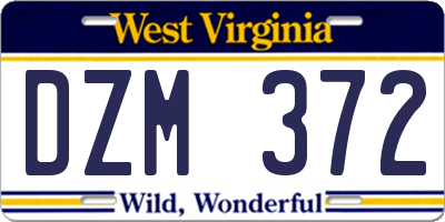 WV license plate DZM372