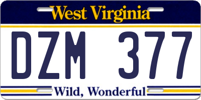 WV license plate DZM377