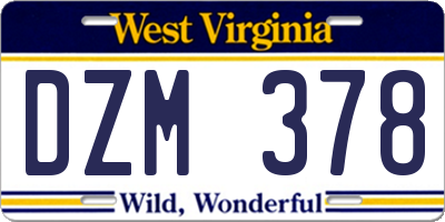 WV license plate DZM378
