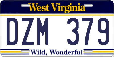 WV license plate DZM379