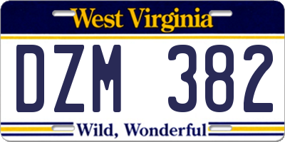 WV license plate DZM382