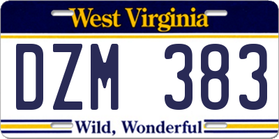 WV license plate DZM383
