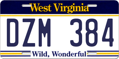 WV license plate DZM384