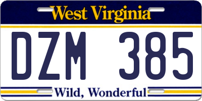 WV license plate DZM385