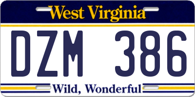 WV license plate DZM386