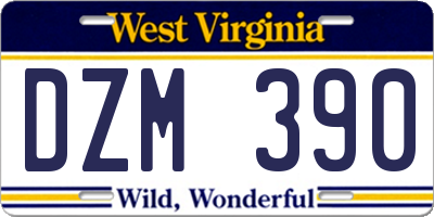 WV license plate DZM390
