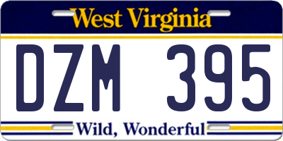 WV license plate DZM395