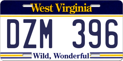 WV license plate DZM396