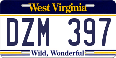 WV license plate DZM397