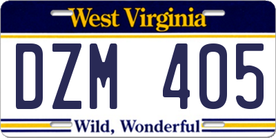 WV license plate DZM405