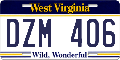 WV license plate DZM406