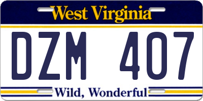 WV license plate DZM407